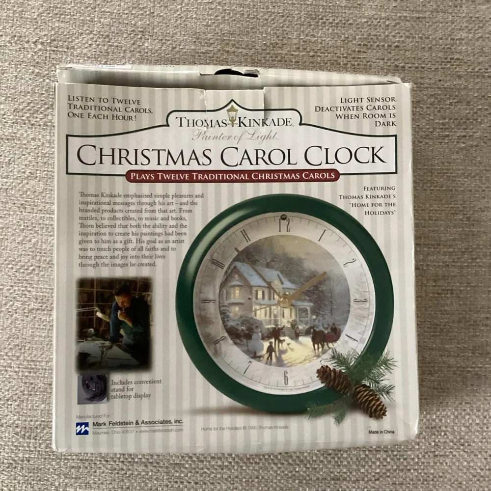 Thomas Kinkade Painter of Light Christmas Carol Clock - Dark Green